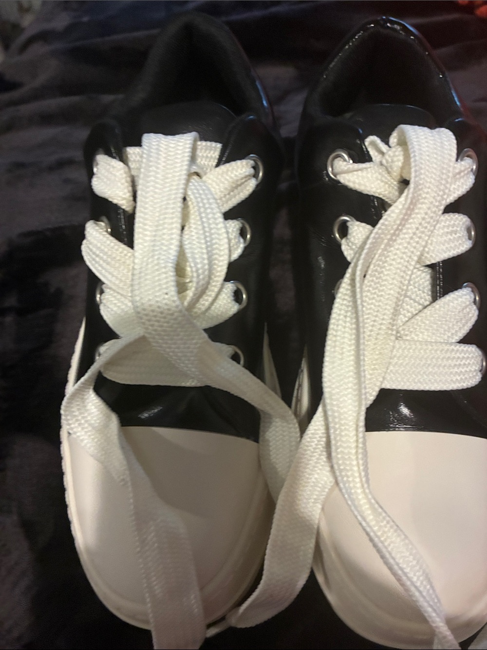 Fashion Nova Black and White Platform Lace-Up Sneakers